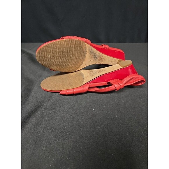 Cole Haan Women's Red Leather Wedge Red Sandals Size| 8 1/2 AA - Picture 7 of 7